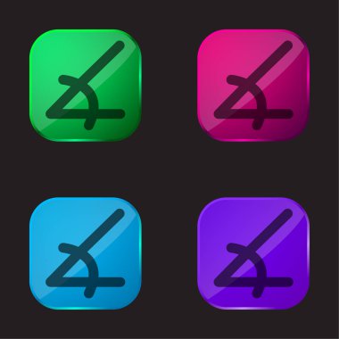 Angle Of Acute Shape four color glass button icon clipart