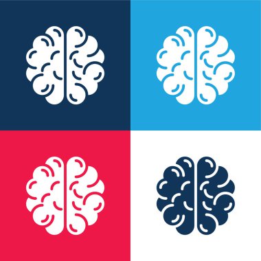 Beyin mavisi ve kırmızı dört renk minimal simge kümesi