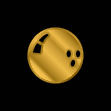 Bowling topu altın kaplama metalik simge veya logo vektörü