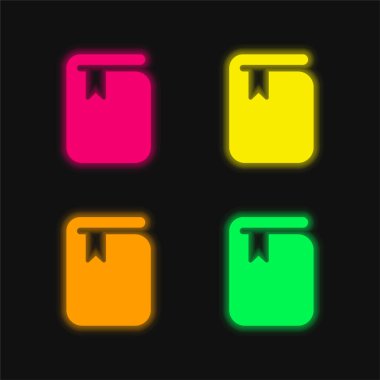 Dört Yer İmi Renkli Parlak neon vektör simgesiyle kitap