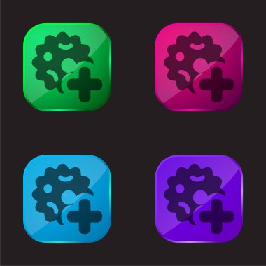 Bakteri dört renkli cam düğme simgesi