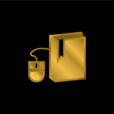 Kitap ve Fare altın kaplama metalik simge veya logo vektörü