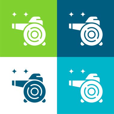 Air Blower Flat four color minimal icon set clipart