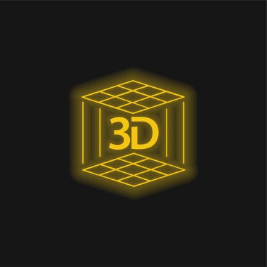 3d Yazıcı sarı parlak neon simgesi