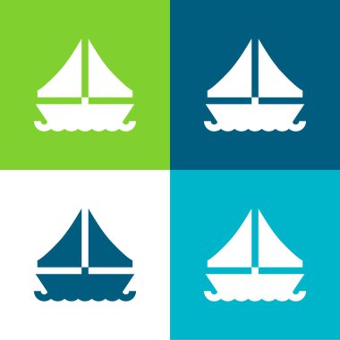 Tekne Düz 4 renk en küçük simge kümesi