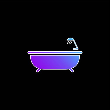 Duşun mavi eğimli vektör simgesi ile banyo küveti