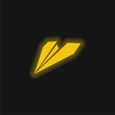 Siyah Origami düzlemi sarı parlak neon simgesi