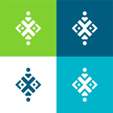 Soyut Düz Düz 4 renk minimal simgesi seti