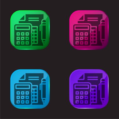 Muhasebe dört renkli cam düğme simgesi