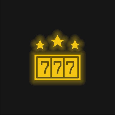 777 sarı parlak neon simgesi