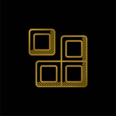 Altın kaplamalı metalik simge veya logo vektörünü engelle