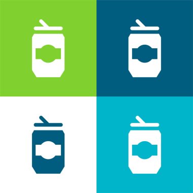 Beer Can Flat four color minimal icon set clipart
