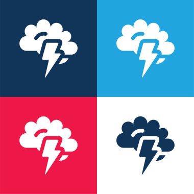 Brainstorming blue and red four color minimal icon set clipart