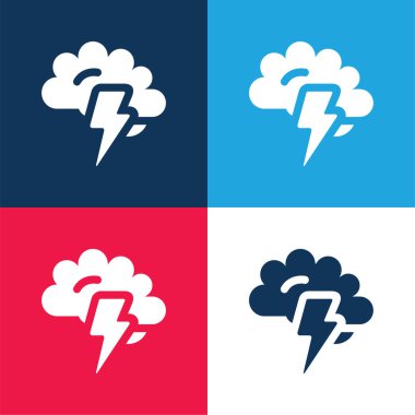 Brainstorming blue and red four color minimal icon set