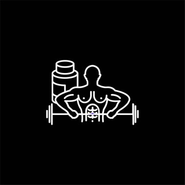 Vücut Geliştirici Dumbbell mavi gradyan vektör simgesi taşıyor