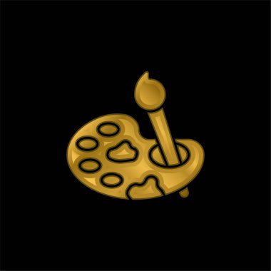 Sanat altın kaplamalı metalik simge veya logo vektörü