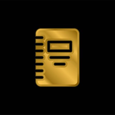 Kitap altın kaplamalı metalik simge veya logo vektörü