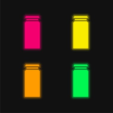 Dört renkli parlak neon vektör simgesi