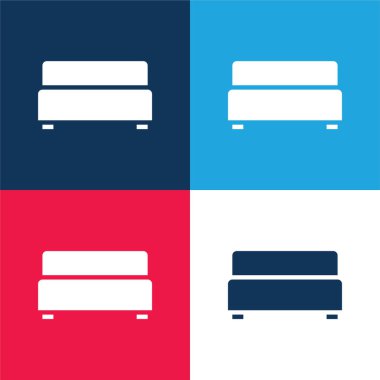 Oturma odası mavi ve kırmızı dört renk simgesi setinin siyah koltuğu