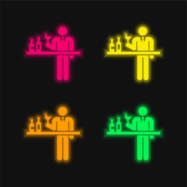Barmen dört renk parlayan neon vektör simgesi