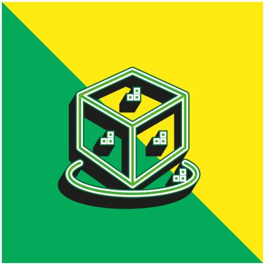 3d Yeşil ve Sarı modern 3d vektör simgesi logosu