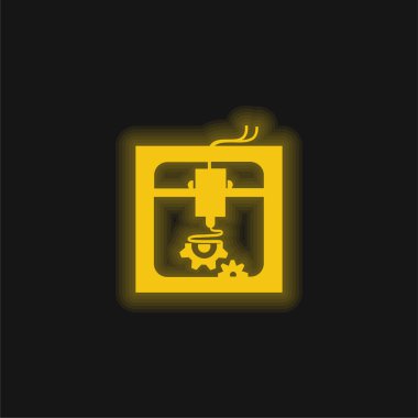 3d Printer Settings Interface Symbol yellow glowing neon icon clipart