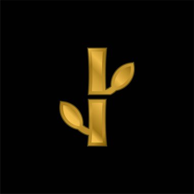 Bambu altın kaplama metalik simge veya logo vektörü