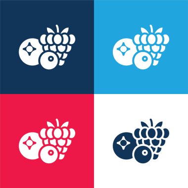 Berries blue and red four color minimal icon set clipart