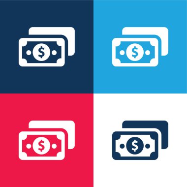 Bill mavi ve kırmızı dört renk minimal simge kümesi