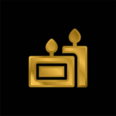Aromatic Candle gold plated metalic icon or logo vector clipart