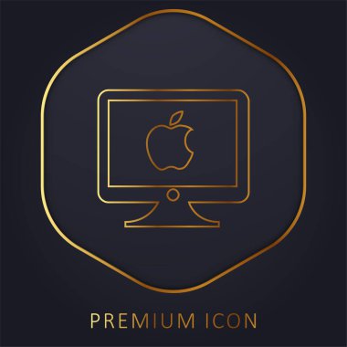 Apple Monitor altın çizgi premium logosu veya simgesi