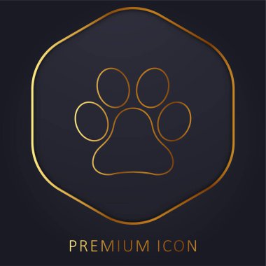 Animal Paw Print golden line premium logo or icon clipart