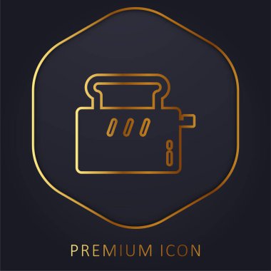 Ekmek kızartma makinesi altın çizgisi logosu veya simgesi