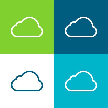 Big Cloud Flat four color minimal icon set clipart