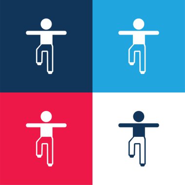 Çocuk Dengesi Mavi ve Kırmızı Dört Renk Simgesi