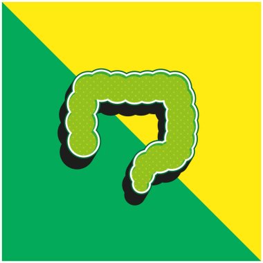 Büyük bağırsaklar yeşil ve sarı modern 3D vektör simgesi logosu