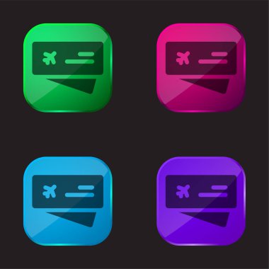 Uçak bileti dört renkli cam simge