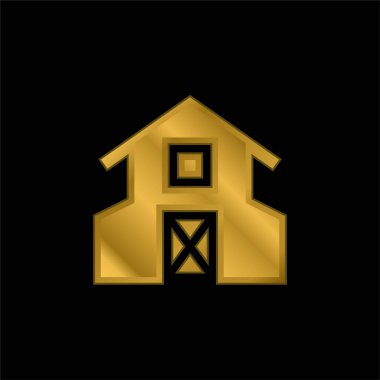 Ahır altın kaplama metalik simge veya logo vektörü