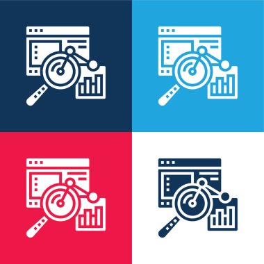 Analysis blue and red four color minimal icon set clipart