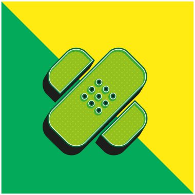 Sargı Çapraz Yeşil ve Sarı 3D vektör simgesi logosu