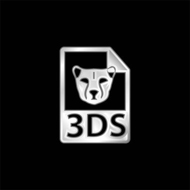 3ds Dosya Biçimi Sembol gümüş kaplı metalik simge