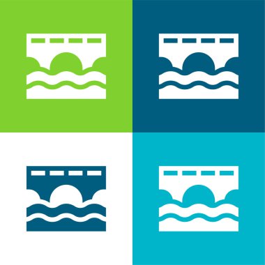 Köprü Düz 4 renk minimal simgesi seti