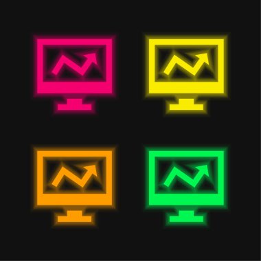 Analitik dört renk parlayan neon vektör simgesi