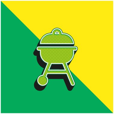 Bbq Green ve sarı modern 3d vektör simgesi logosu