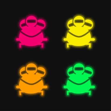 Bobsleigh Olimpiyat Sporu 4 renkli neon vektör simgesi