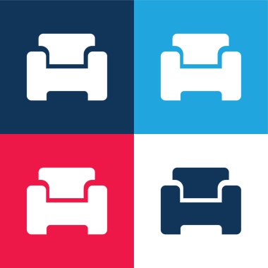 Armchair blue and red four color minimal icon set clipart