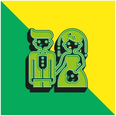 Gelin Yeşil ve Sarı Modern 3d vektör simgesi logosu