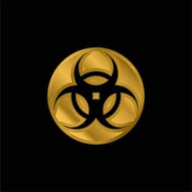 Biyolojik tehlike altın kaplama metalik simge veya logo vektörü