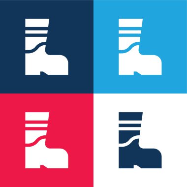 Çizmeler mavi ve kırmızı dört renk minimal simge kümesi