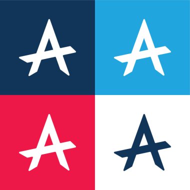 Anarchy blue and red four color minimal icon set clipart